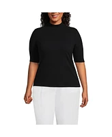 Lands' End Plus Elbow Sleeve Wide Rib Mock Turtleneck