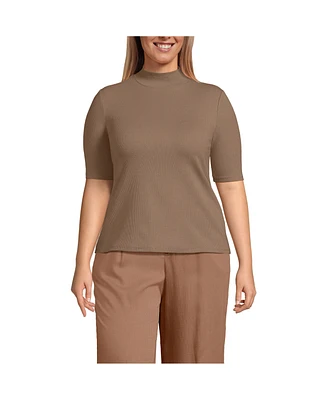 Lands' End Plus Size Wide Rib Mock Turtleneck