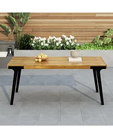 Stylish Acacia Wood Dining Table Modern, Weather-Resistant, Seating for 5