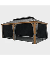 Streamdale Furniture 12X20ft Galvanized Steel Gazebos with Netting & Curtains