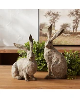 Slickblue Set of 2 Weathered Rabbit Statues Charming Outdoor Decor