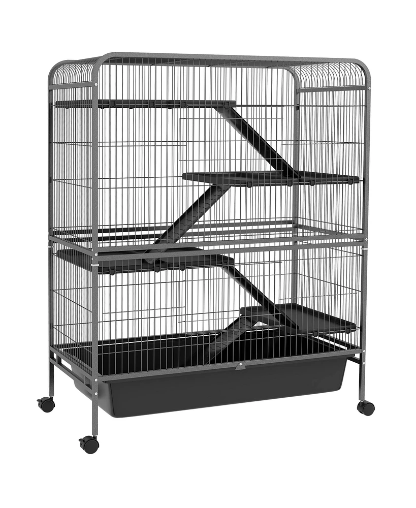 PawHut 53.5"H Small Animal Cage 5-Level Metal Ferret or Rabbits Cage