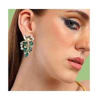 Sohi Women's Stone Cluster Drop Earrings