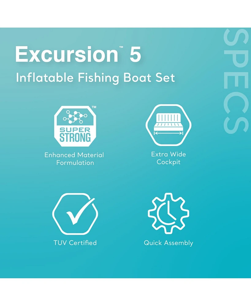 Intex 5 Person Inflatable Fishing Boat, Trolling Motor and Boat Motor Mount Kit