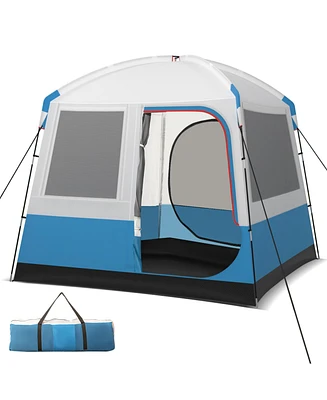 Slickblue 5 Person Camping Tent with Mesh Windows and Carrying Bag for Camping Hiking Traveling-White