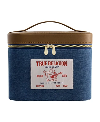 True Religion large Denim Cosmetic case with mirror