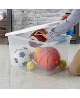 Sterilite 64 Qt Clear Plastic Stackable Storage Bin w/ White Latch Lid