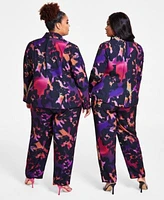 Nina Parker Trendy Plus Size Printed Blazer Pants