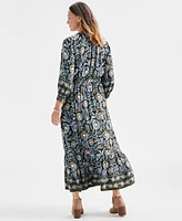 Style & Co Women's Printed Smocked-Waist Maxi Dress, Created for Macy's