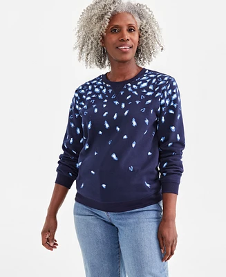 Style & Co Women's Printed Fleece Sweatshirt, Created for Macy's