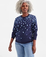 Style & Co Women's Printed Fleece Sweatshirt, Created for Macy's