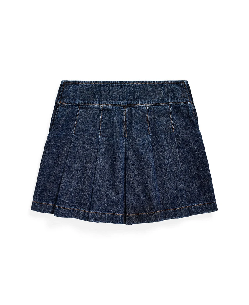 Polo Ralph Lauren Big Girls Pleated Cotton Denim Skirt