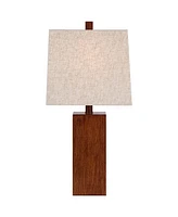 360 Lighting Darryl Modern Accent Table Lamp 23" High Faux Wood Rectangular Block Textured Brown Tan Fabric Shade for Bedroom Living Room House Home B