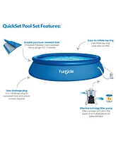 Funsicle 15' x 36" QuickSet Inflatable Ring Top Outdoor Above Ground Pool w/Pump