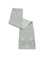 Slickblue Embroidered Wintry Blue Snowflake Table Runner