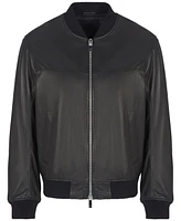 A|X Armani Exchange Men's Solid Zip-Front Leather Jacket