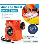 Costway 2 Hp/1500W Air Blower Commercial Inflatable Bounce House Blower for Water Slide