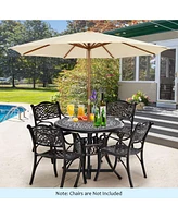 Sugift 36 Inch Patio Round Dining Bistro Table with Umbrella Hole