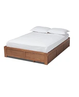 Baxton Studio Wren Modern and Contemporary Walnut Finished 3-Drawer Queen Size Platform Storage Bed Frame