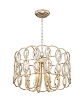 Possini Euro Design Bellmont Silver Leaf Drum Pendant Chandelier Lighting 22 1/2" Wide Clear Crystal Accents 8