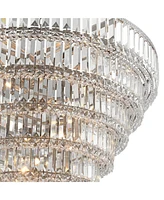 Vienna Full Spectrum Magnificence Brushed Satin Nickel Chandelier 32 3/4" Wide Modern Dimmable Led 7-Tier Faceted Clear Crystal Glass 29-Light Fixture