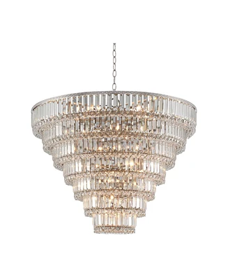 Vienna Full Spectrum Magnificence Brushed Satin Nickel Chandelier 32 3/4" Wide Modern Dimmable Led 7-Tier Faceted Clear Crystal Glass 29