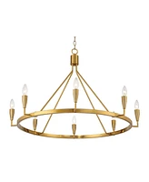 Possini Euro Design Covey Gold Ring Chandelier Lighting 36" Wide Modern Tapering Candles 8-Light Fixture for Dining Room House Home Foyer Kitchen Isla