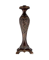 Regency Hill Hanna Traditional Accent Table Lamp 23.5" High Dark Bronze Brown Candlestick Floral Detail Bell Shade Decor for Living Room Bedroom House