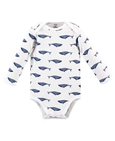 Touched by Nature Baby Girls and Boys Whale Long-Sleeve Bodysuits, Pack of 5