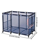 Yescom 48"x30"x34" Mesh Pool Storage Bin Rolling Cart Swim Toys Organizer Black/Blue