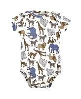 Touched by Nature Baby Boys Organic Cotton Bodysuits, Classic Safari