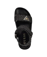 Guess Women's Fabrica Open Toe Slide Footbed Raffia Sandals