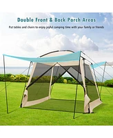 Costway Screen Dome Camping Tent for 6-8 People with 4-Side Mesh Walls Carrying Bag