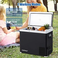 Costway 12 Volt Car Refrigerator 53QT Portable Car Fridge with -4 68 for RVs Adjustable Range Black