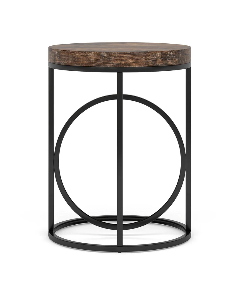 Tribesigns Modern Round End Table with Thick Wood Top, 20”Sofa Side Table Cocktail Table with Unique Black O