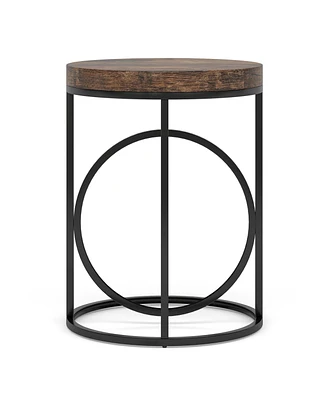 Tribesigns Modern Round End Table with Thick Wood Top, 20”Sofa Side Table Cocktail Table with Unique Black O-Shaped Base, Midcentury Accent Tab