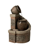 John Timberland Verona Rustic Outdoor Floor Cascading Water Fountain 35" High with Led Light Planter Box for Garden Patio Backyard Deck Home Lawn Porc