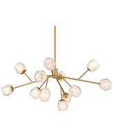 Possini Euro Design Tofay Warm Brushed Brass Sputnik Chandelier Lighting 37 3/4" Wide Modern Dimmable Led Frost Glass Shades 12