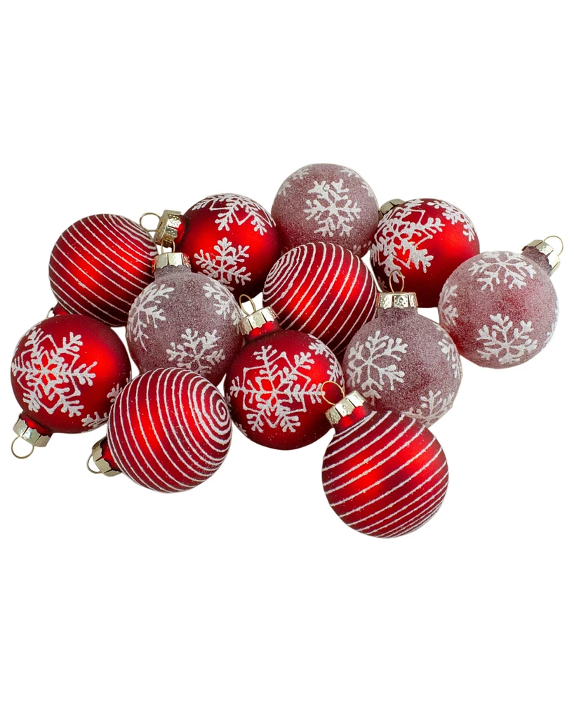 Northlight Set of 12 Red Glass Christmas Ornaments