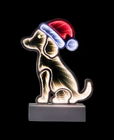 Northlight Led 3D Christmas Dog with Santa Hat Tunnel Light - 8-Inch