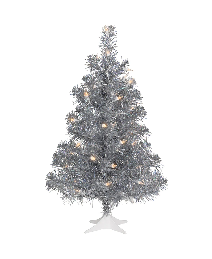 Northlight 2' Silver Tinsel Pine Artificial ChristmasTree