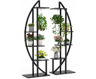 Tribesigns 5-Tier Plant Stand Pack of 2, Multi-Purpose Curved Display Shelf Bonsai Flower Rack for Indoor Garden, or Balcony, Home Use