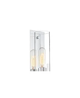 Possini Euro Design Pax Modern Wall Sconce Lighting Chrome Silver Hardwired 15" High Fixture Clear Cylinder Glass Shade Decor for Bedroom Bathroom Bed