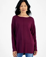 Style & Co Women's Seam-Front Boat-Neck Tunic Sweater, Created for Macy's