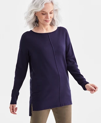 Style & Co Women's Seam-Front Boat-Neck Tunic Sweater, Created for Macy's
