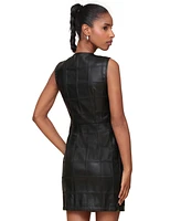 Avec Les Filles Women's Faux-Leather Quilted Mini Dress