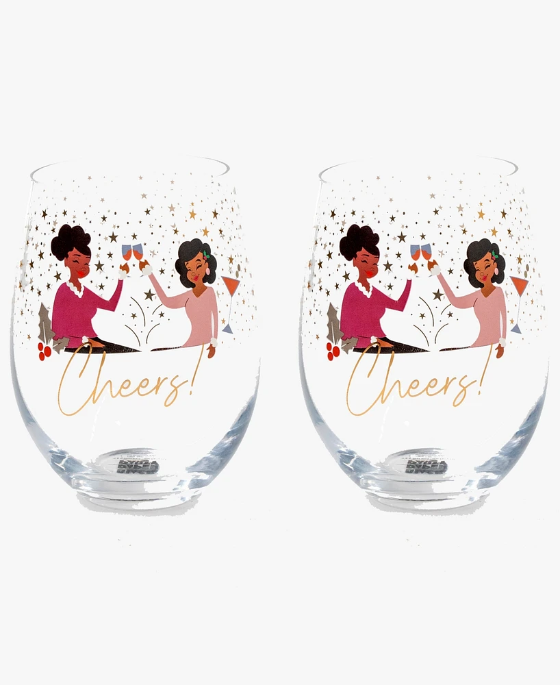 Black Paper Party Cheers Wine Glasses, Set of 2