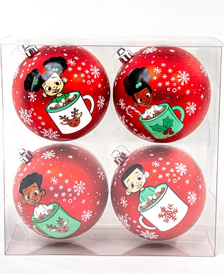 Black Paper Party Red Kids In Mugs Ornament, 4Piece