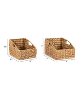 Jonathan Y Havanah Southwestern Hand-Woven Hyacinth Slanted Nesting Baskets with Handles, Natural (Set of 2)