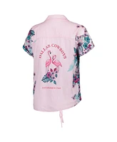 Margaritaville Women's Pink Dallas Cowboys Stadium Tie-Front Button-Up Shirt